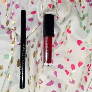 Red lipstick and black eyeliner